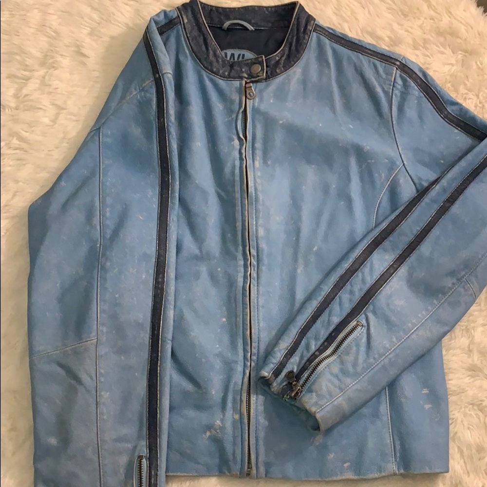 Wilson’s Leather  Blue Distressed Leather Jacket